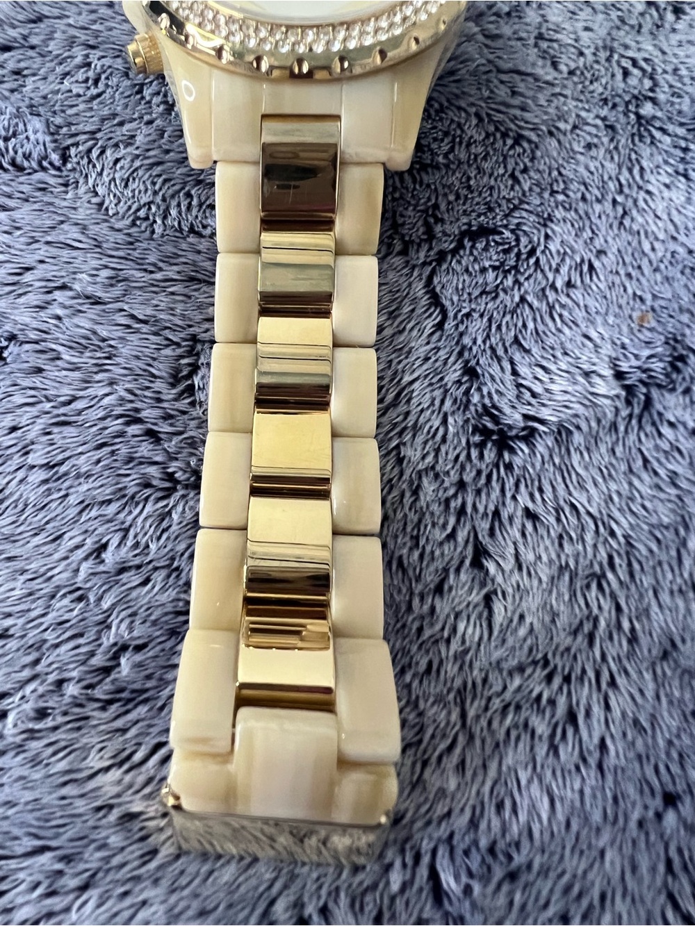 Michael Kors Women’s Madison Glitz Chrono Horn and Gold Watch MK5417 NWOT - Picture 6 of 8